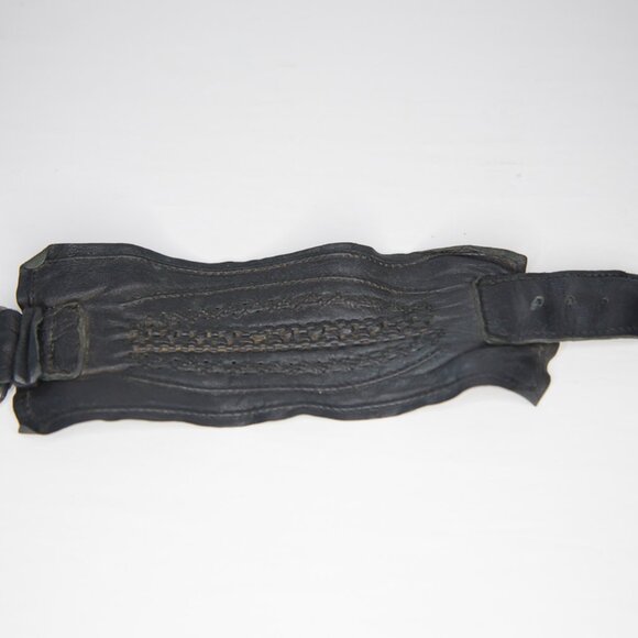 SOLD Vintage Max Studio Black Leather Punk Gothic Buckle Cuff Bracelet - Picture 5 of 9